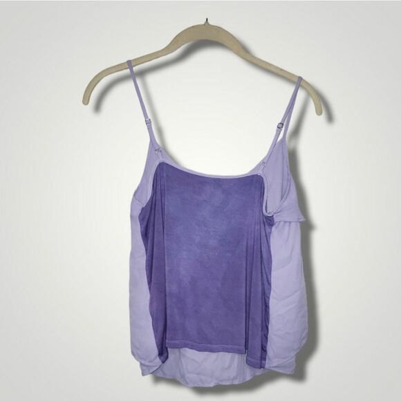 Kaari blue Up Cycled lavender ruffle flowy blouse tank top Small - Picture 3 of 6